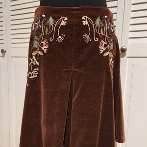 Chocolate Embroidered Asymetrical Hem Skirt by Bebe Size 6-8